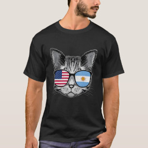 Camiseta Argentina, EUA Flag Roots Cat Argentino American