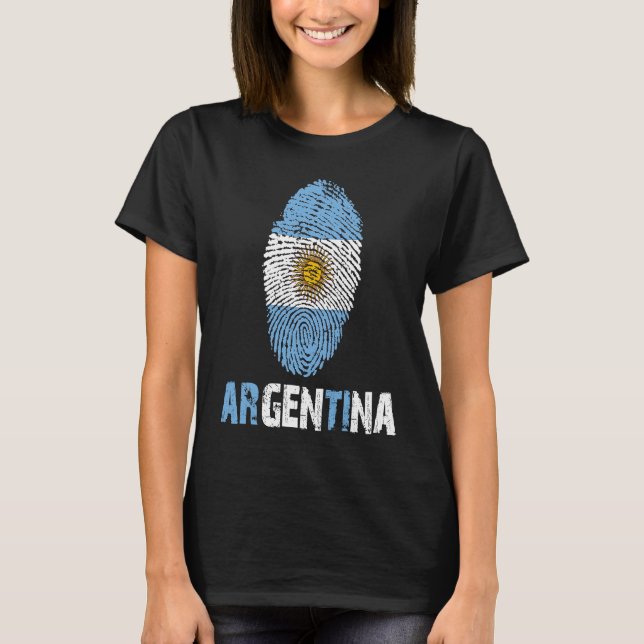 Camiseta ARGENTINA Finger Print Flag  I Love Argentina Trav (Frente)