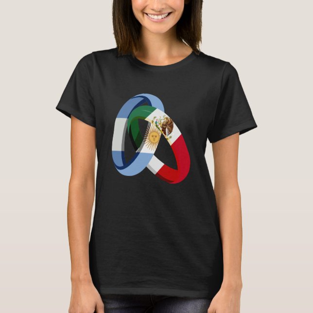 Camiseta Argentina Flag Mexico Grown Ring Marriage Wedding (Frente)