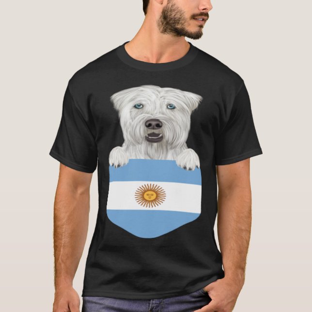 Camiseta Argentina Flag Soft Coated Wheaten Terrier Dog In  (Frente)