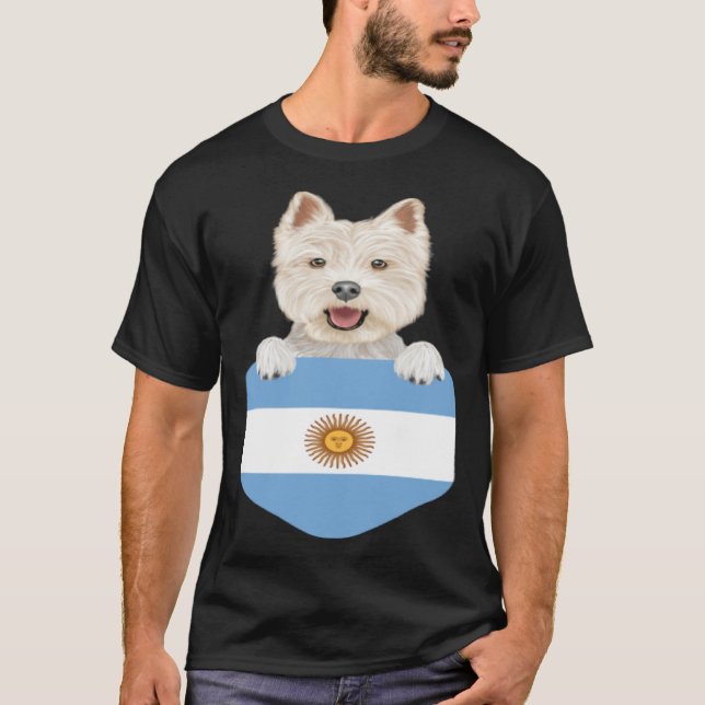 Camiseta Argentina Flag West Highland White Terrier Dog In  (Frente)
