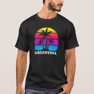 Camiseta Argentina Retro Palm Tree Sunset Vacine Beach Tr
