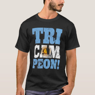 Camiseta Argentina Tri Campeon Flag Soccer Team Fan F