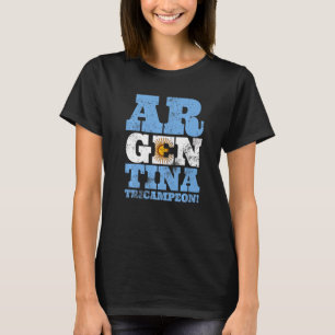 Camiseta Argentina Tri Campeon Flag Soccer Team Fan F