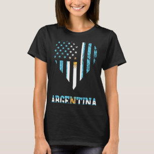 Camiseta Argentina Vintage American Flag Heart Argentinian