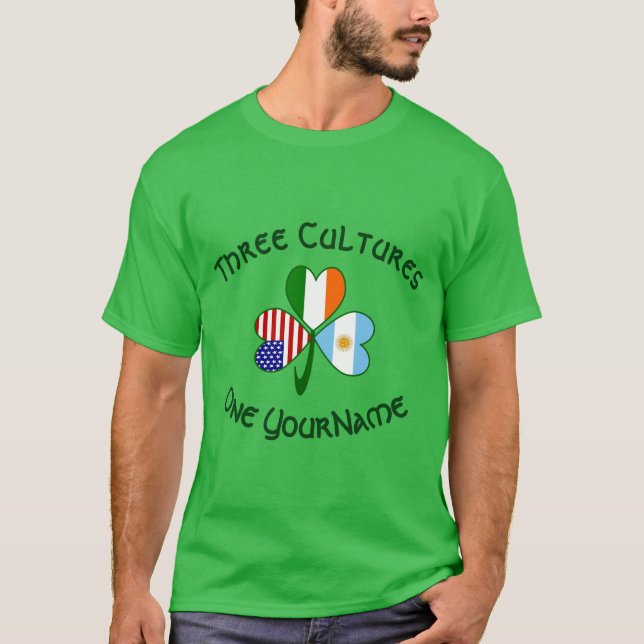 Camiseta Argentine Irish American Flag Shamrock Personalize (Frente)