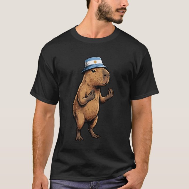 Camiseta Argentinian Capybara Argentina Flag Funny Argentin (Frente)