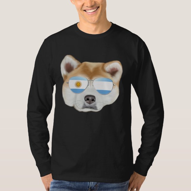 Camiseta Argentinian Flag Akita Dog Argentina Pocket (Frente)