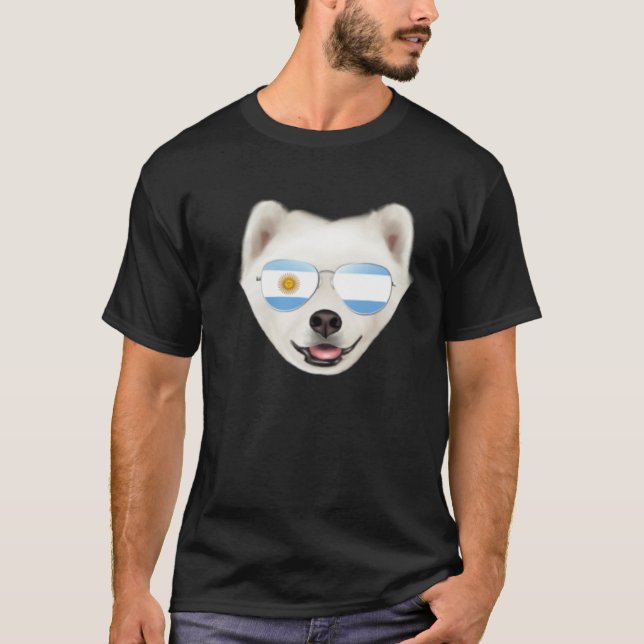 Camiseta Argentinian Flag Samoyed Dog Argentina Pocket (Frente)