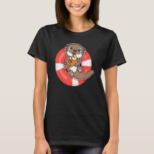 Camiseta Argola de Natação Lontra Amante de Peixes Engraçad