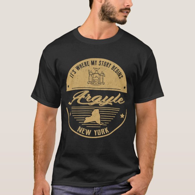 Camiseta Argyle Nova York É onde minha história começa (Frente)