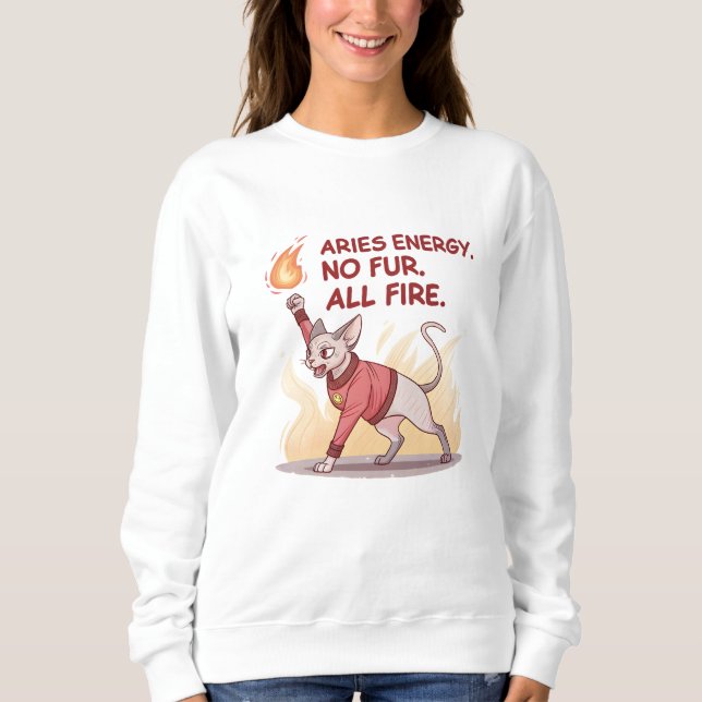Camiseta Aries Energy Sphynx Cat No Fur All Fire Art (Frente)