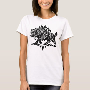 Camiseta Áries Fogo‑Carneiro – Zodíaco de Tinta Assombrada 