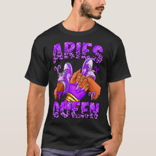 Camiseta Aries garota zodíaco aniversário afro rainha tênis