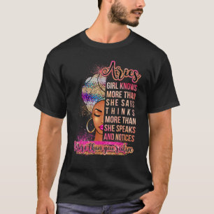 Camiseta Aries Girl Afro Melanin Queen Birthday Para Preto