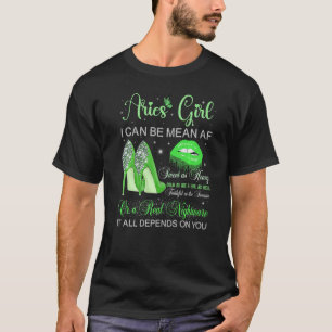 Camiseta Aries Girl Birthday High Heels Pondo Lábios