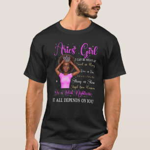 Camiseta Aries Girl Black Queen Zodiac Aniversário Afro Mul