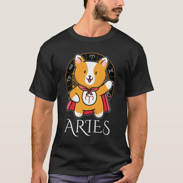 Camiseta Áries Homens Preto  (Frente)