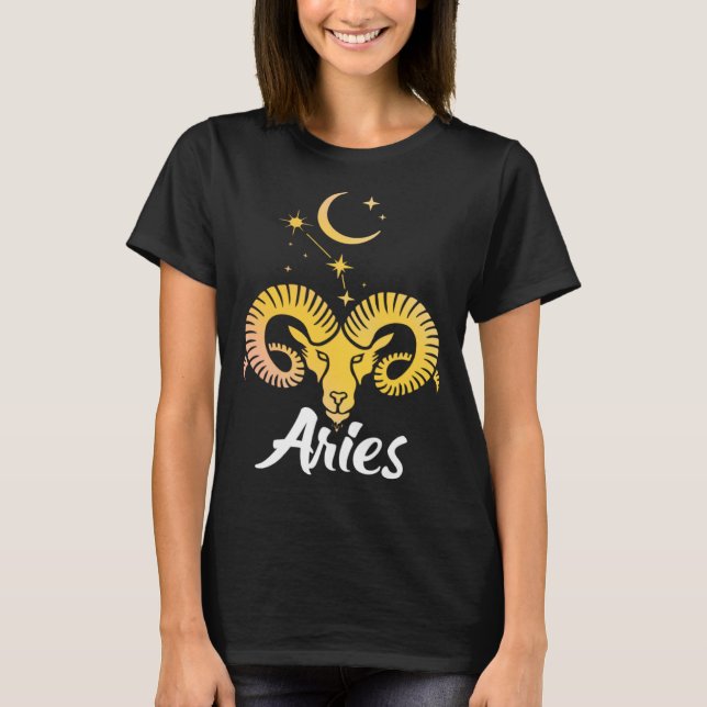 Camiseta Aries Horoscope Zodiac Sign Born March April (Frente)