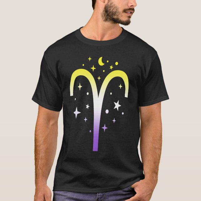 Camiseta Aries Nonbinary LGBTQ Zodiac Sign Astrology Non bi (Frente)