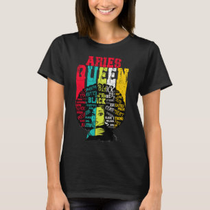 Camiseta Aries Queen Aries Pride Negra Mulher Negra Afro Ho