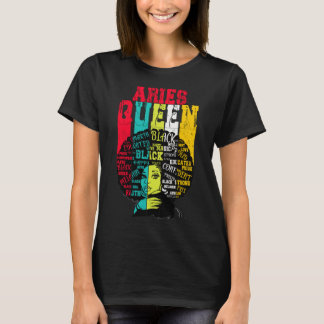 Camiseta Aries Queen Aries Pride Negra Mulher Negra Afro Ho