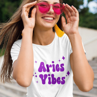 Camiseta Aries Vibes Astrologia Zodíaca Estrelas Roxas T-Sh