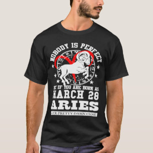Camiseta Aries Zodiac Astrology Março 28 Mulheres Homens An