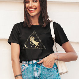 Camiseta Aries Zodiac Sinal Fire Elemento em Dourado