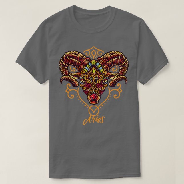Camiseta Aries Zodíaco - Sinal Artístico Ram (Frente do Design)