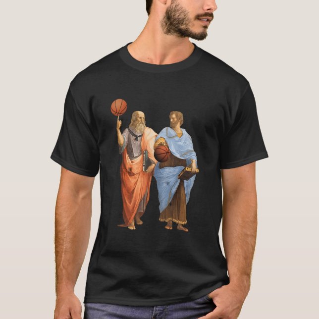 Camiseta Aristóteles E Platão Com Basquetebol Filosofia Ma (Frente)