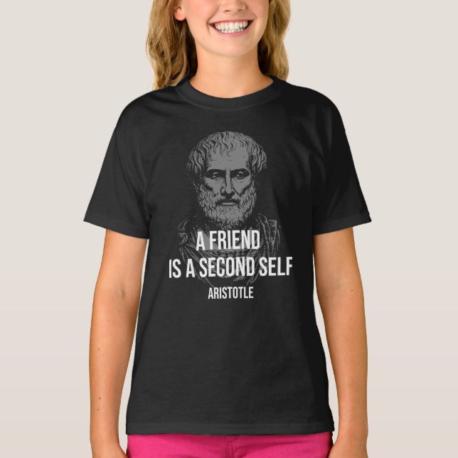 Camiseta Aristóteles: Um Amigo é um Segundo Eu (Frente)