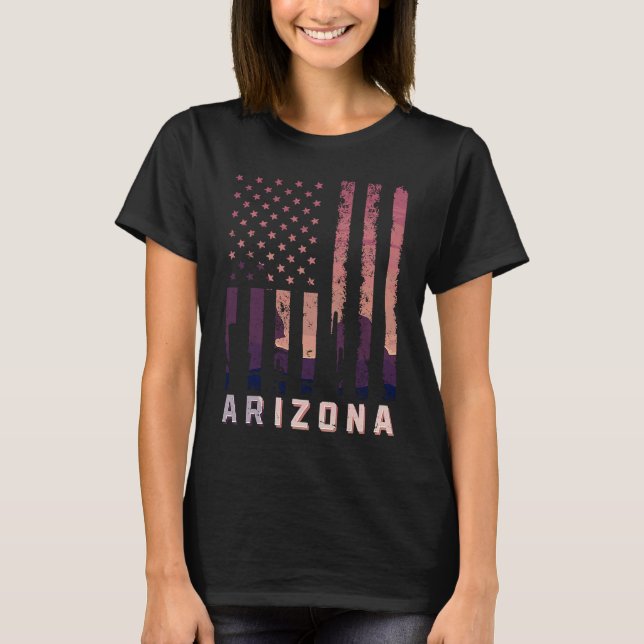 Camiseta Arizona American Flag USA State Patriotic Arizonia (Frente)