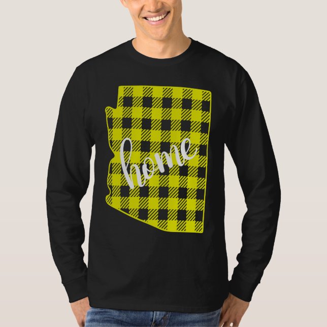 Camiseta Arizona Buffalo Plaid Home State Country Yellow Pl (Frente)