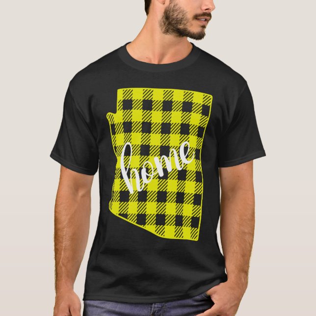 Camiseta Arizona Buffalo Plaid Home State Country Yellow Pl (Frente)