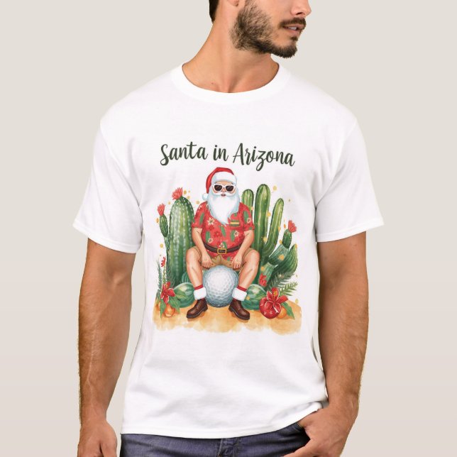 Camiseta Arizona Christmas with Santa Claus on golf ball  (Frente)