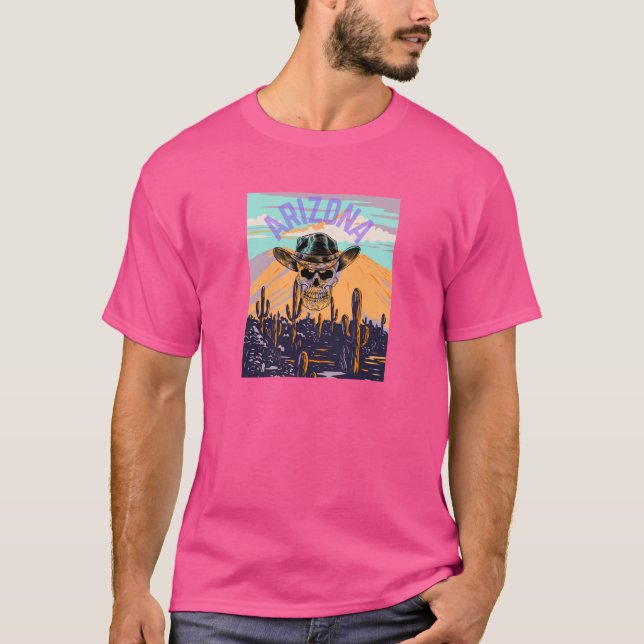 Camiseta Arizona Cowboy Skull Desert Scene – Vintage Wester (Frente)