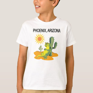 Camiseta Arizona de Phoenix Lizard no Sol sob um Saguaro