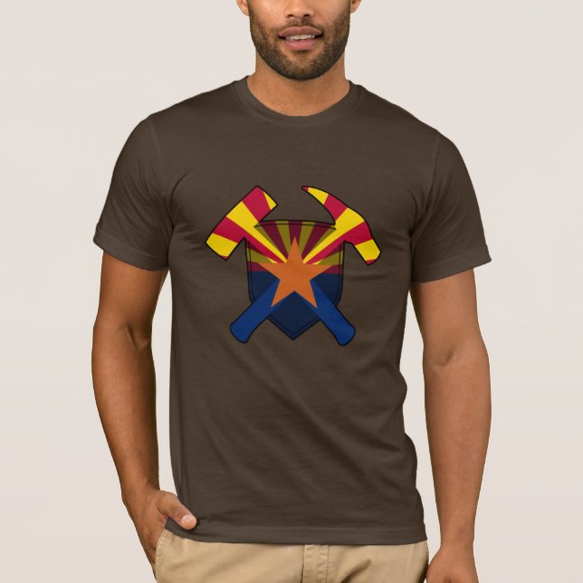 Camiseta Arizona Geology - Rock Hammer e Shield (Frente)