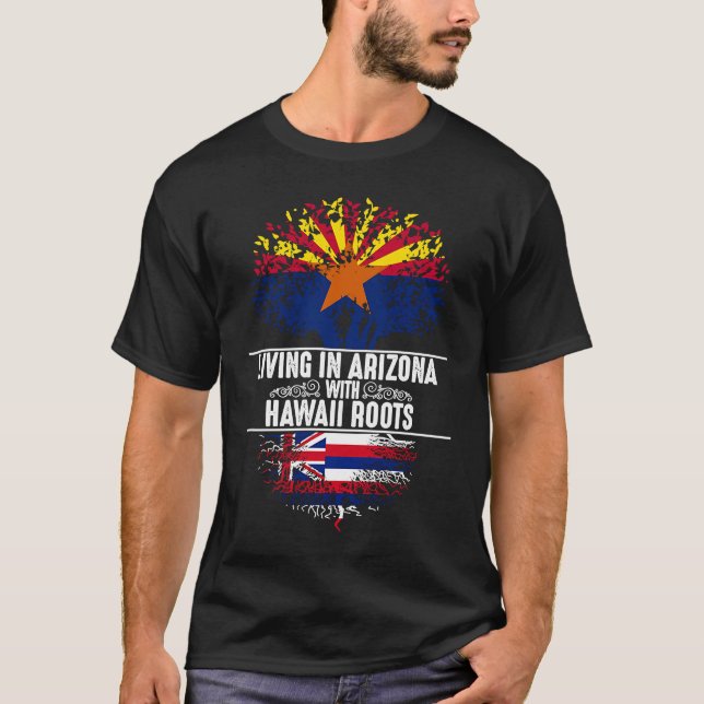 Camiseta Arizona Home Hawaii Roots State Tree Flag Love (Frente)