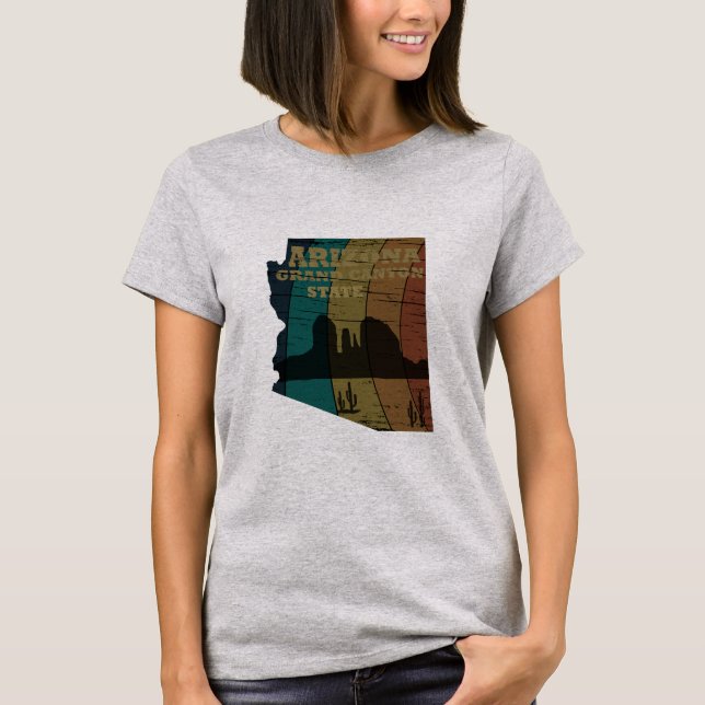 Camiseta Arizona Sedona mapa do Grand Canyon — retro paisag (Frente)