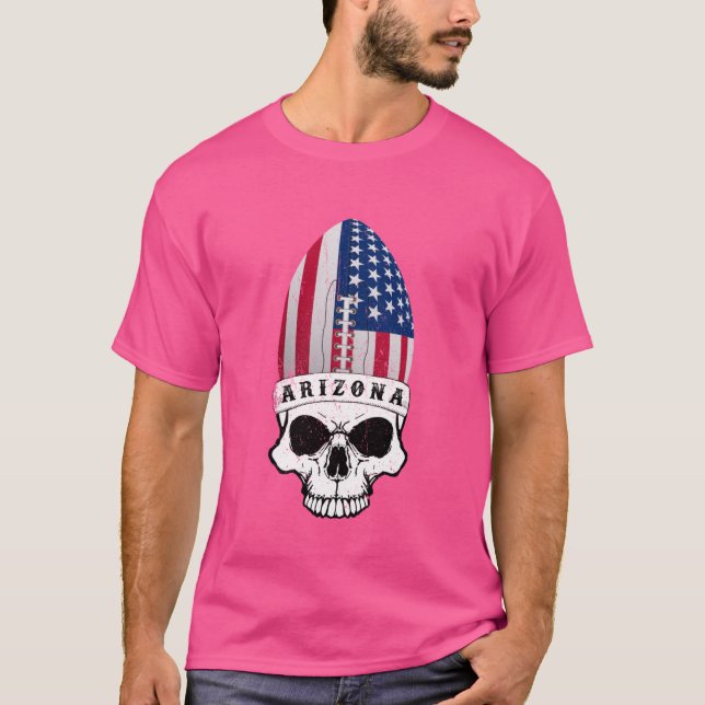 Camiseta Arizona Skull 4th of July Patriotic ShortSleeve Un (Frente)