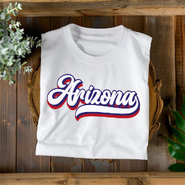 Camiseta Arizona Vermelho Branco e Azul com Tipogr