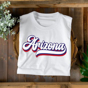 Camiseta Arizona Vermelho Branco e Azul com Tipogr
