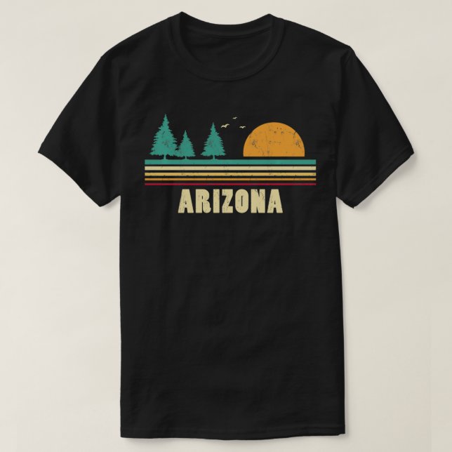 Camiseta Arizona Vintage Pine Sunset Souvenir (Frente do Design)