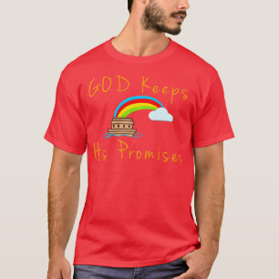 Camiseta Ark e Arco-Íris Deus mantém suas promessas Noah Re