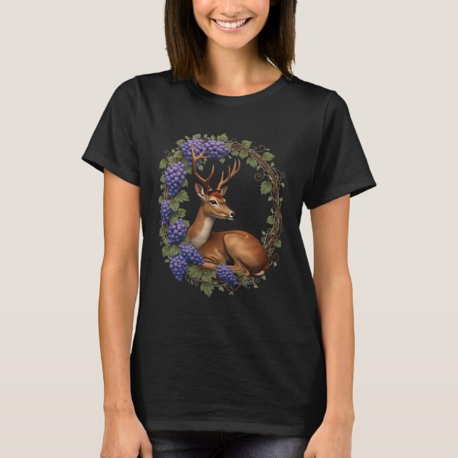 Camiseta Arkansan State Deer And Grape Vine Vector Design (Frente)