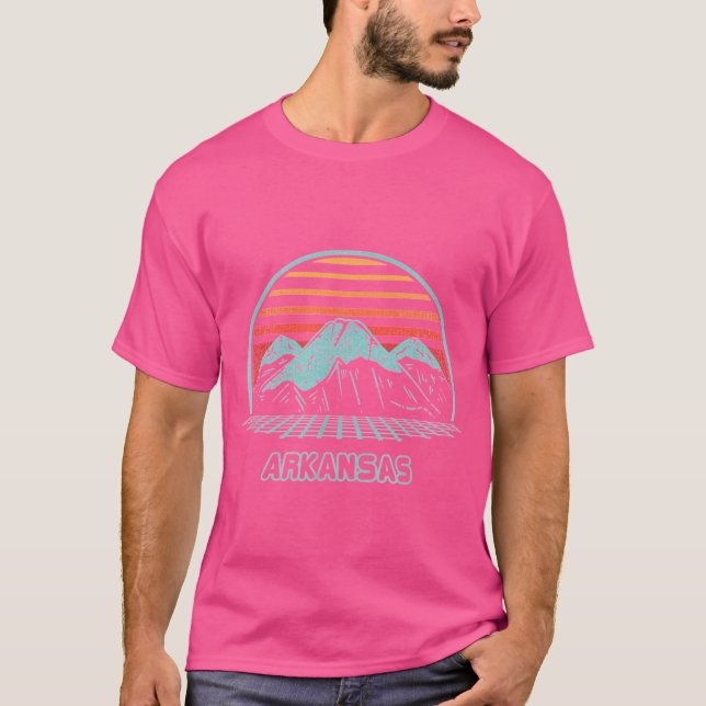 Camiseta Arkansas Retro Mountain Hiking 80s Estilo Presente (Frente)
