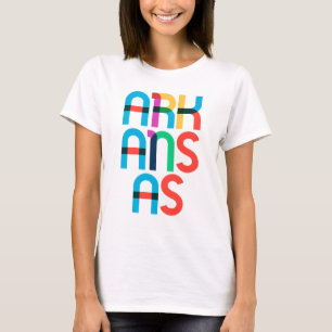 Camiseta Arkansas Retro Vintage Colorido Tipo de Arte Pop d