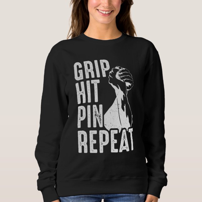 Camiseta Arm Bar Wrestling Grip Hit Pin Repeat (Frente)